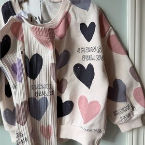 Zara Kids Amazing Feeling Heart Sweatshirt - Pink, Black, Cream